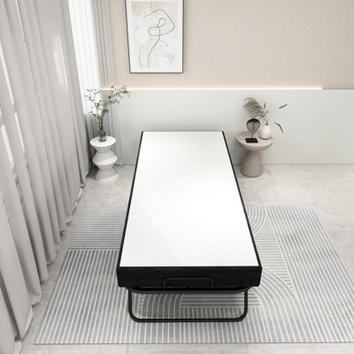 Lit simple pliant avec mousse à mémoire de forme - Structure en métal portative pour adultes