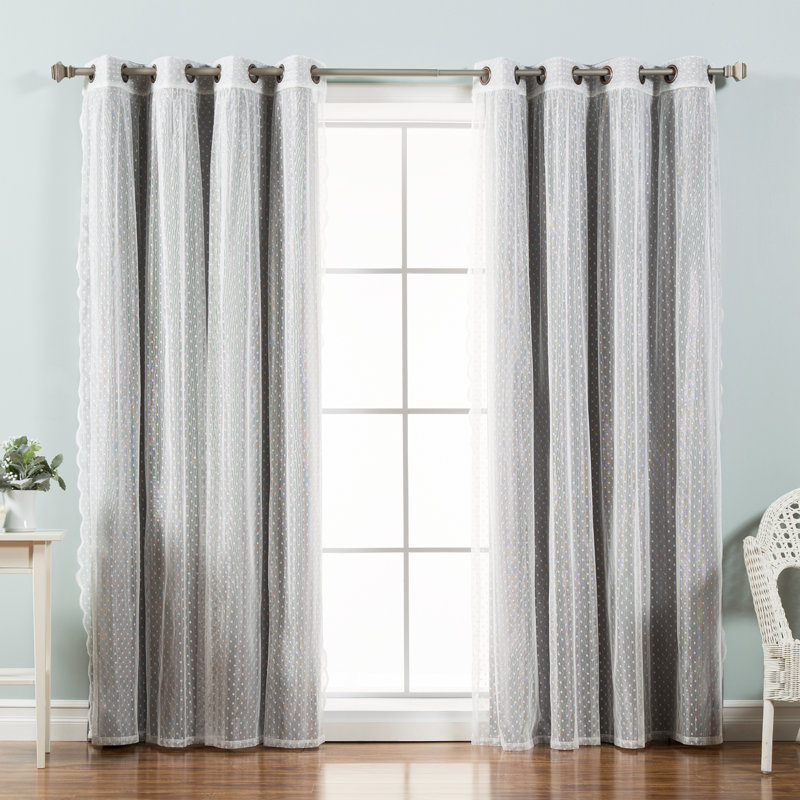 Tulle Polyester Room Darkening Curtain Panels, Gray, 52" W x 84" L