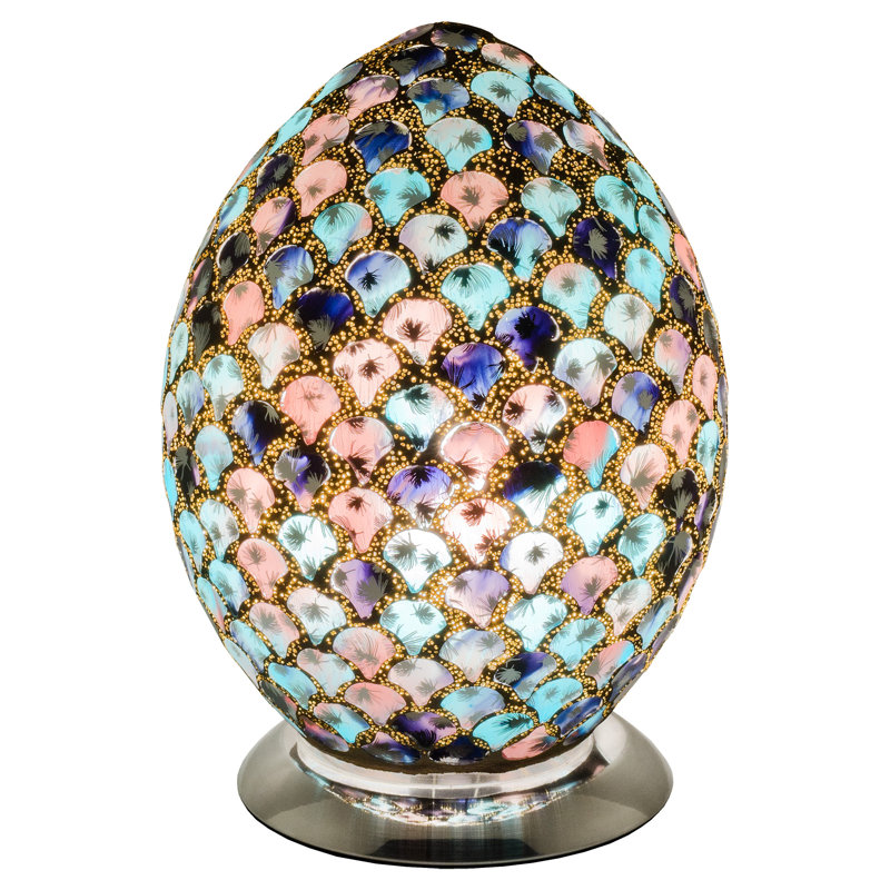 Mosaic 30cm Table Lamp, Blue/Peach