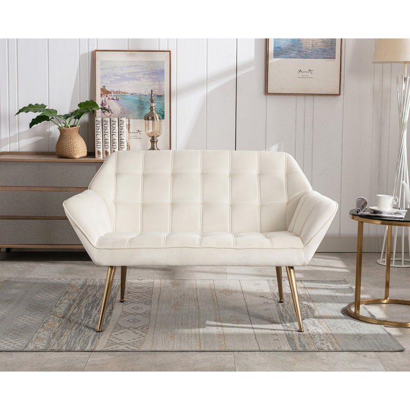 Lisander Upholstered 48.75'' Sofa, Cream Velvet