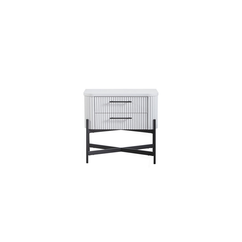 2 Drawer Nightstand - White (USB Type C)