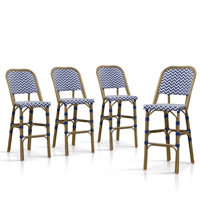 Tabouret de bar avec coussin, 27.56", Bleu foncé