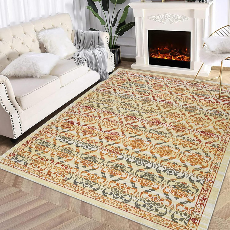Low Pile Area Rug, Non-Slip Machine Washable Modern Printed Carpet for Living Room, Bedroom, Home Office, Rectangle 8' x 10'