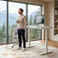 Almena Adjustable Height Tempered Glass Steel Standing Desk-1211360414