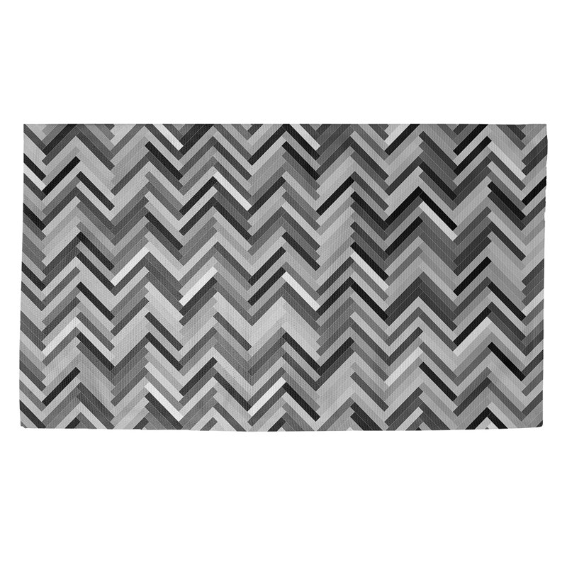 Tapis de zone en nuances de gris chevrons Mcguigan, Rectangle 3 pi x 5 pi