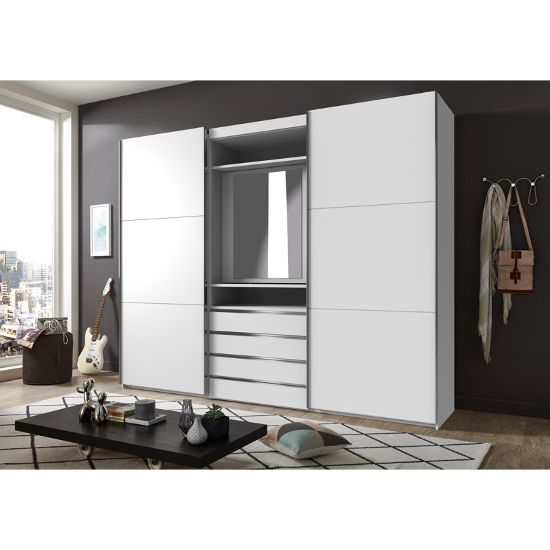 Branchburg 2 Door Manufactured Wood Wardrobe, White/White