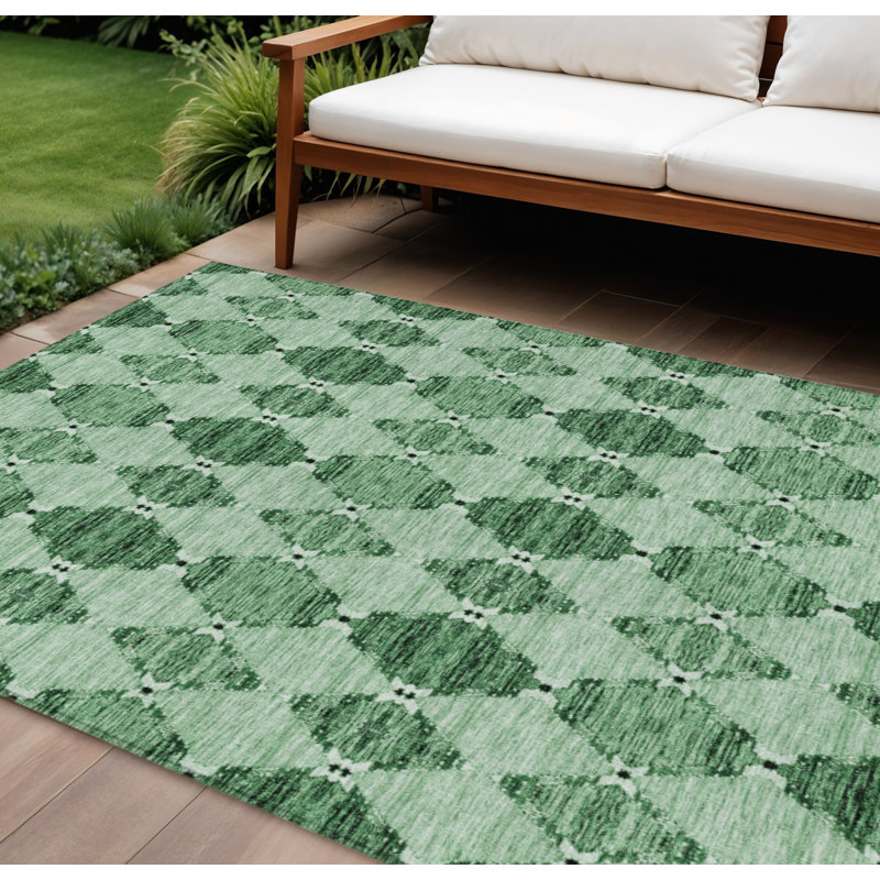 Tapis intérieur / extérieur émeraude et vert marocain 10 pi x 14 pi