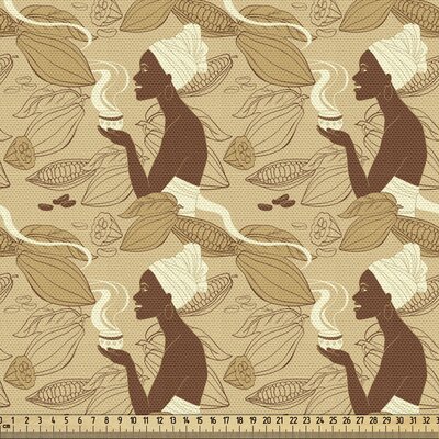 Ambesonne African Fabric By The Yard, Traditional Ethnic Woman Holding Cup Of Hot Cocoa Coffee Beans, Decorative Fabric For Upholstery And Home Accent -  East Urban Home, 794A29C5E19542809C2A73EB04EF9673
