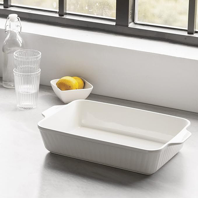 VENTRAY Casserole Dish 9''x13'' Ceramic Baking Dish, White | Wayfair