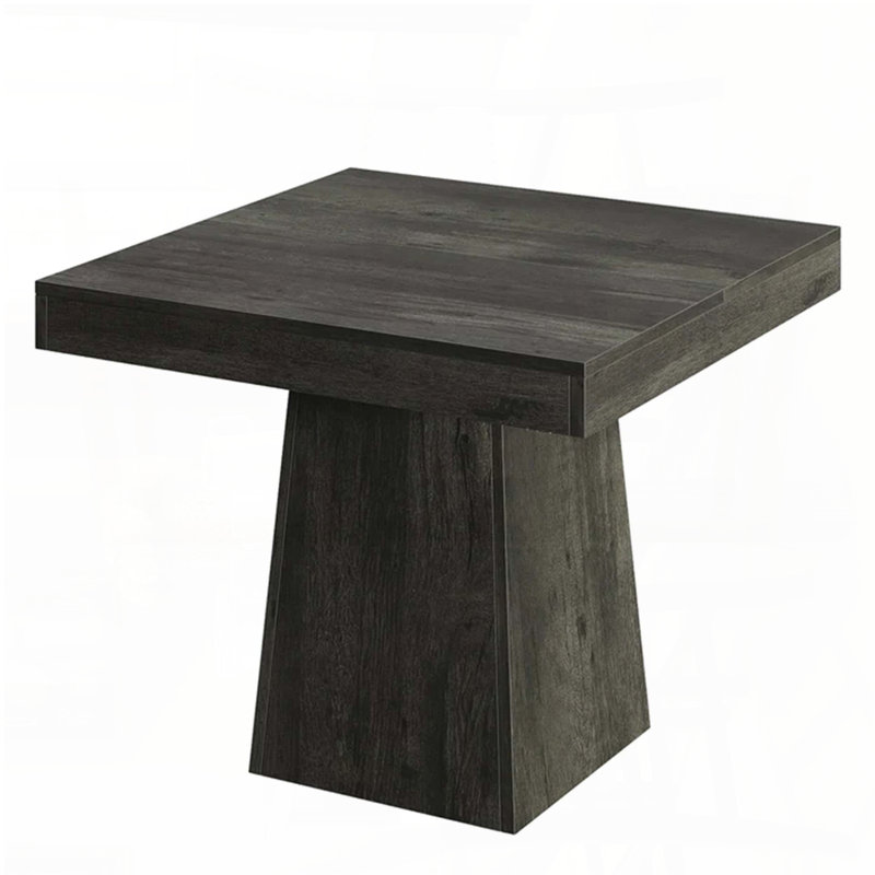 Table de salle à manger carrée classique avec finition grain de bois gris