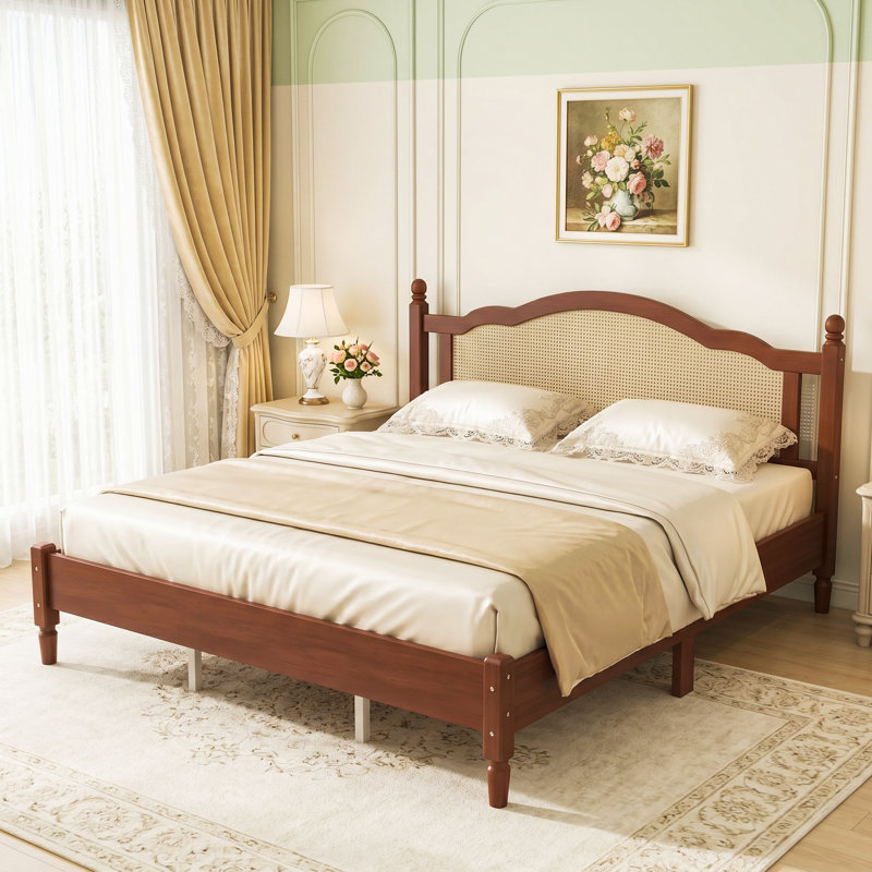 Wooden Platform Bed Frame with Headboard