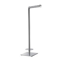 SunnyPoint Free Standing Toilet Paper Holder Stand with Reserve; Brush Nickel, Size: 25.98 x 7.00 x 6.42, Silver