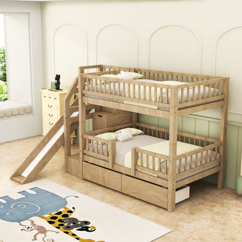 Harriet Bee Bunk Bed With Staircase, Slide And 2 Drawers - Wayfair Canada
