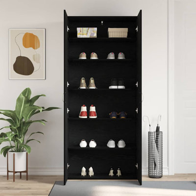 Shoe Cabinet With Door 80 X 35.5 X 180 Cm Engineered Wood