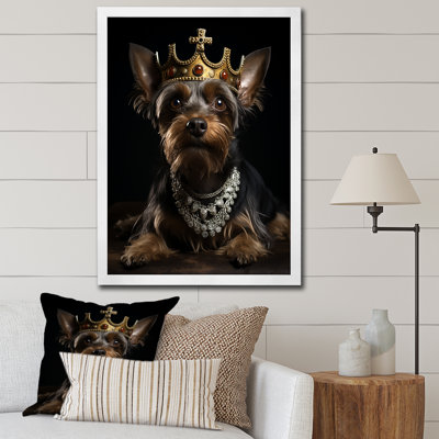 «Crowned Royalyorkshire Dog King» - art mural chien