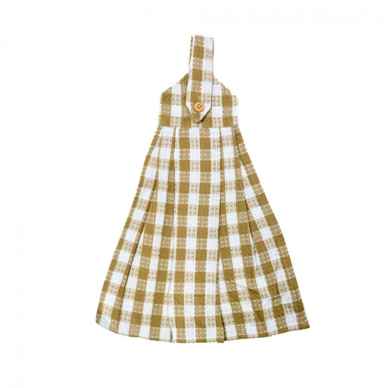Cotton Checkered Waffle Tea Towel Kitchen Towel, Beige/White/Blue