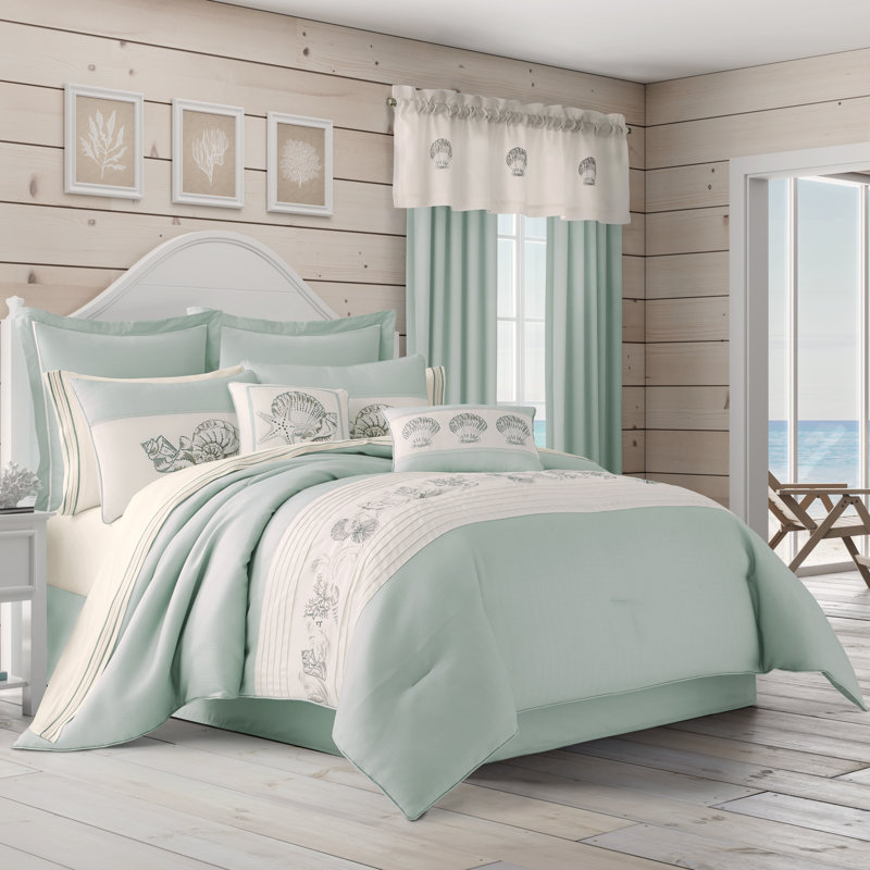 Water's Edge Comforter Set, Spa, Queen Comforter + 3 Additional Pieces