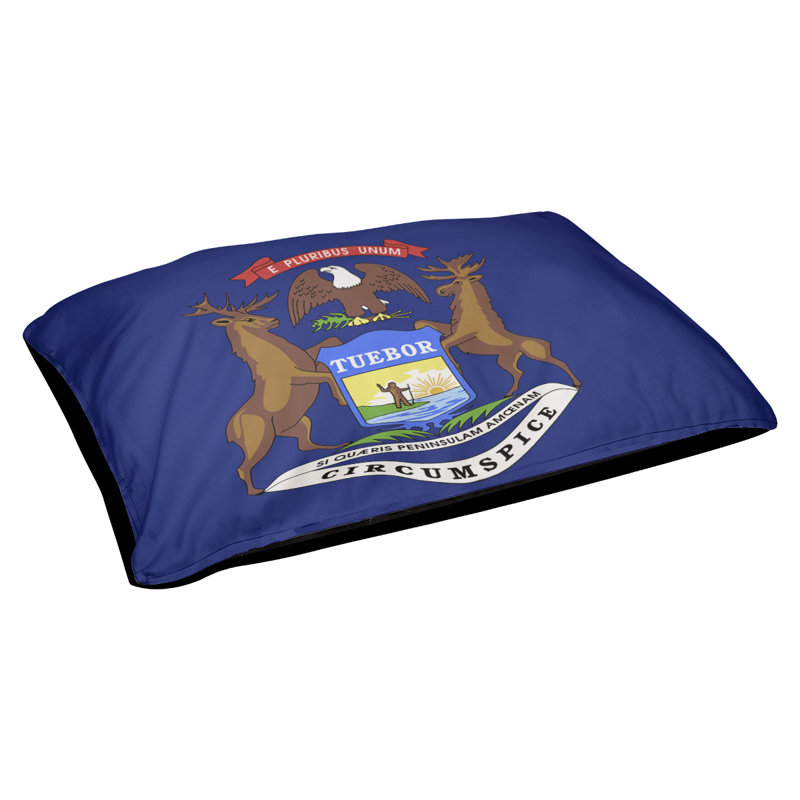 Coussin de concepteur michigan flag Burien, L 42 po x l 52 po, Noir