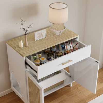Armoire pour animaux blanche en bois blanc avec rangement extra large et bac à litière