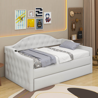 Twin Tufted Velvet Upholstered Daybed With Trundle
