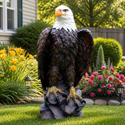 Grande statue de jardin aigle à tête blanche, sculpture d'aigle américain peinte à la main, décoration de cour intérieure et extérieure, ornement à thème patriotique
