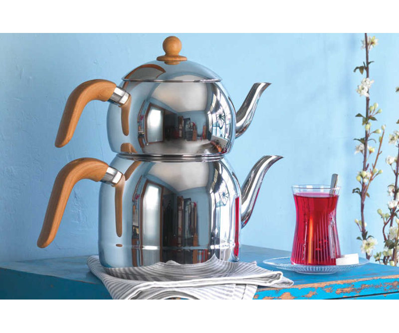 Korkmaz 121.7oz. Stainless Steel Teapot Set