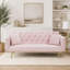 Canapé convertible de 71 pouces en velours rose rétro American, parfait pour les petits espaces et polyvalent