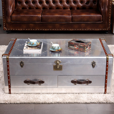 Vintage Industrial Aluminum Luggage Coffee Table Coffee Table