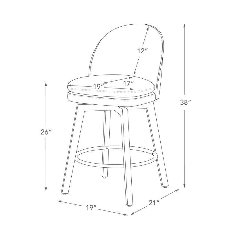 Tabouret de comptoir pivotant rembourré Mckenli, Gris foncé, 2