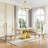 70.08" Rectangular Faux Marble Top Pedestal Dining Set-110982544-110982545