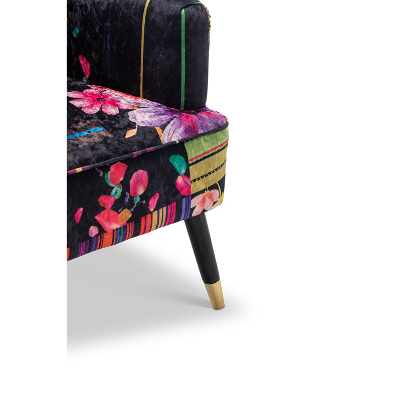 Upholstered Wingback Chair With Footstool, Black
