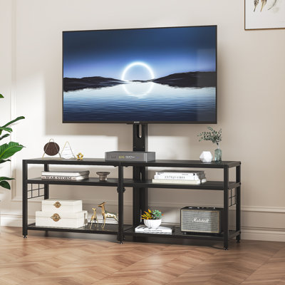 Meuble télé avec support télé 3 niveaux Meuble télé et console réglable en hauteur avec tablettes de rangement pour le salon, la chambre à coucher