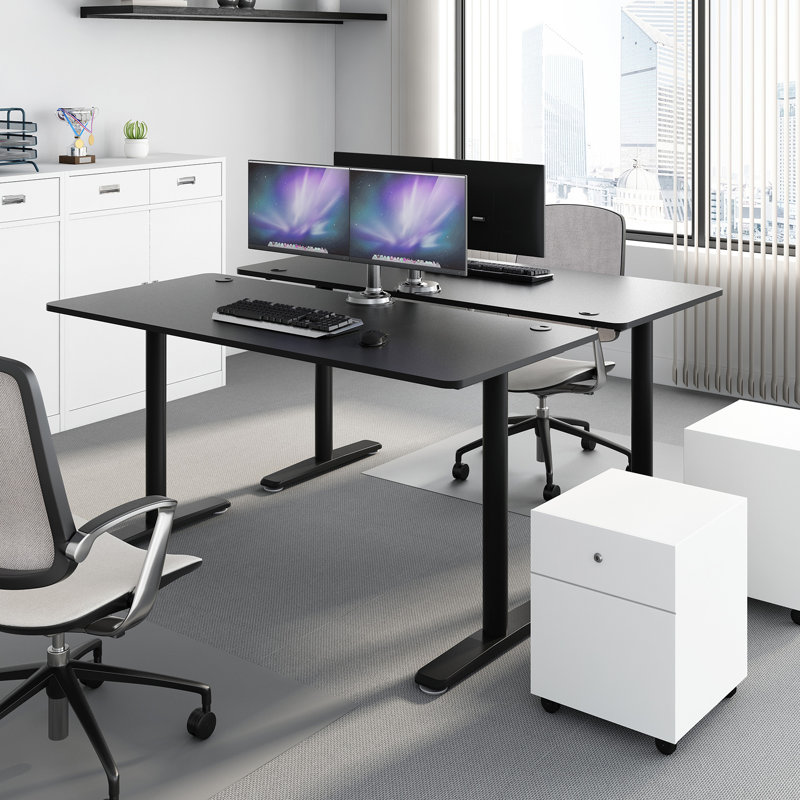 Metal Base Computer Desk, Black
