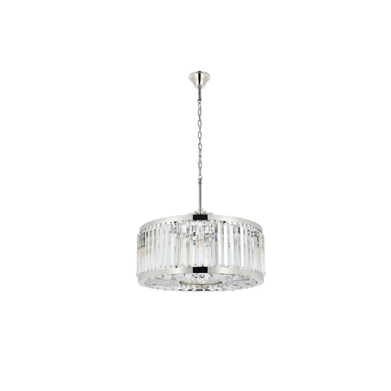 Dorinda 8 - Light Drum Chandelier, Crystal (Clear), Polished Nickel