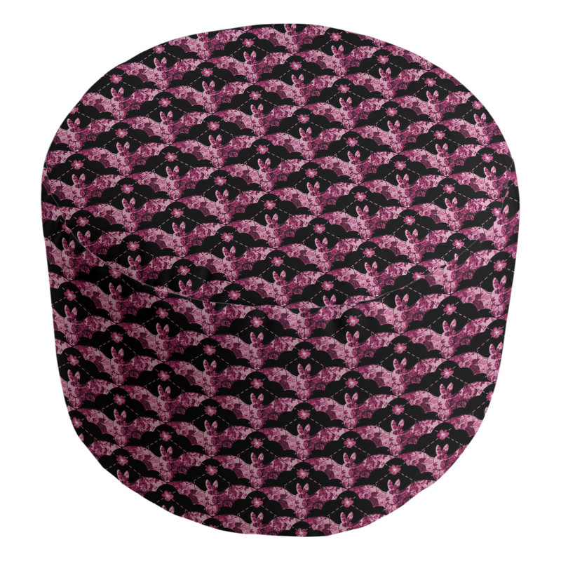 Repose-pieds cube à roussettes Leffel, Rose / noir