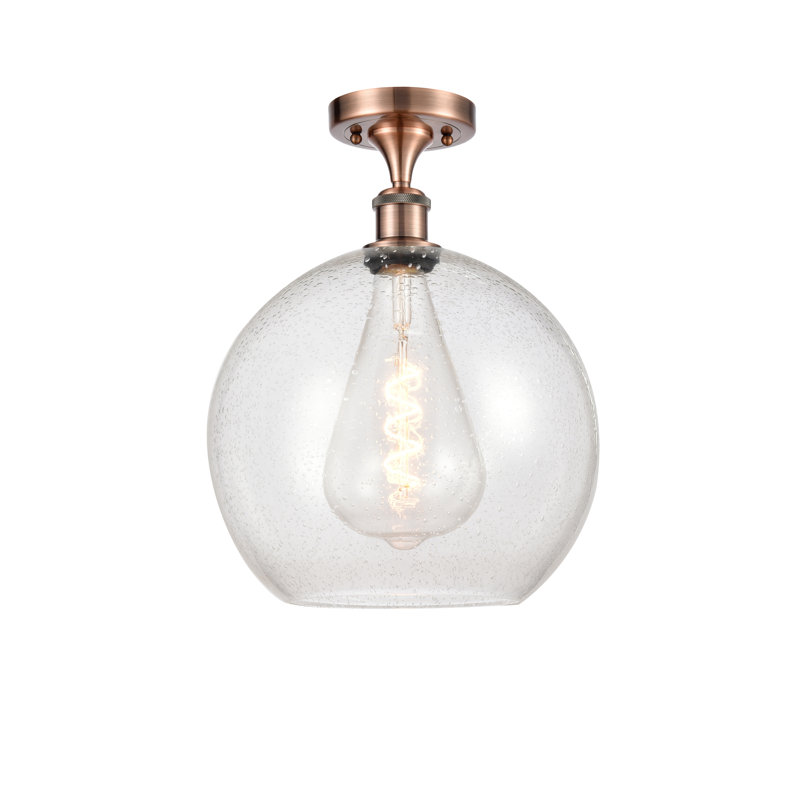 Plafonnier semi-encastré 1 lumière, H 16,38 po x l 11,75 po x P 11,75 po, Ampoule non incluse, Cuivre antique