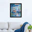 «Inspired by Monet Impressionist Waterlillies Modern Blue», impression encadrée-73338192-73338193