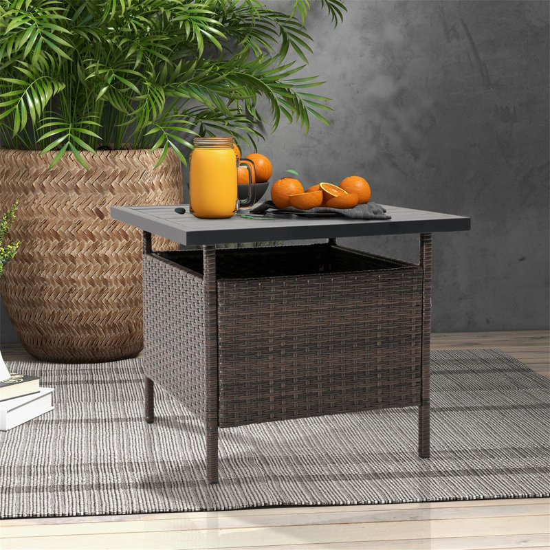 Square Metal Outdoor Chat Table With Umbrella Hole , 55cm cm W 55cm cm D