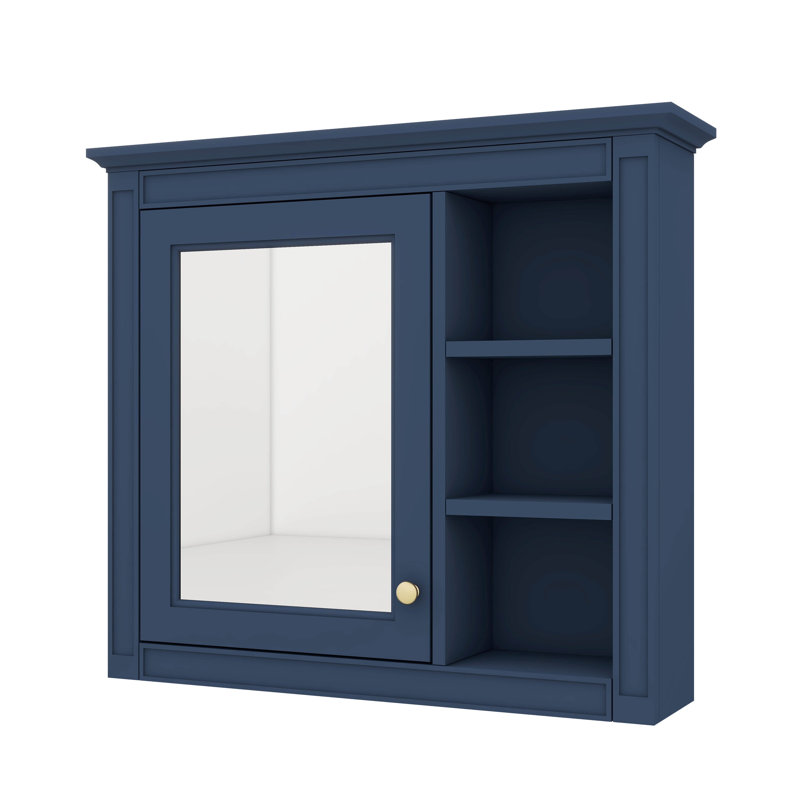 Armoire à pharmacie 30 po x 28 po avec miroir, rangement mural pour salle de bain, design moderne avec 3 tablettes ouvertes, armoire à porte réfléchissante