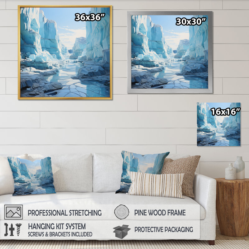 Glacier bleu glacier Solitude II - impression, Cadre doré à une seule photo, H 16 po x l 16 po x P 1 po