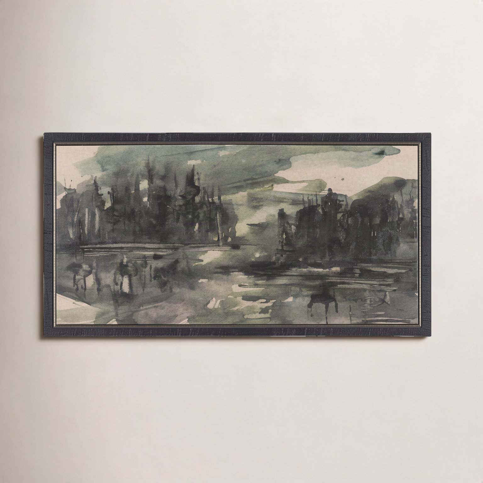Dusk Hand-Embellished Canvas Painting, Framed Wrapped Canvas Dusk