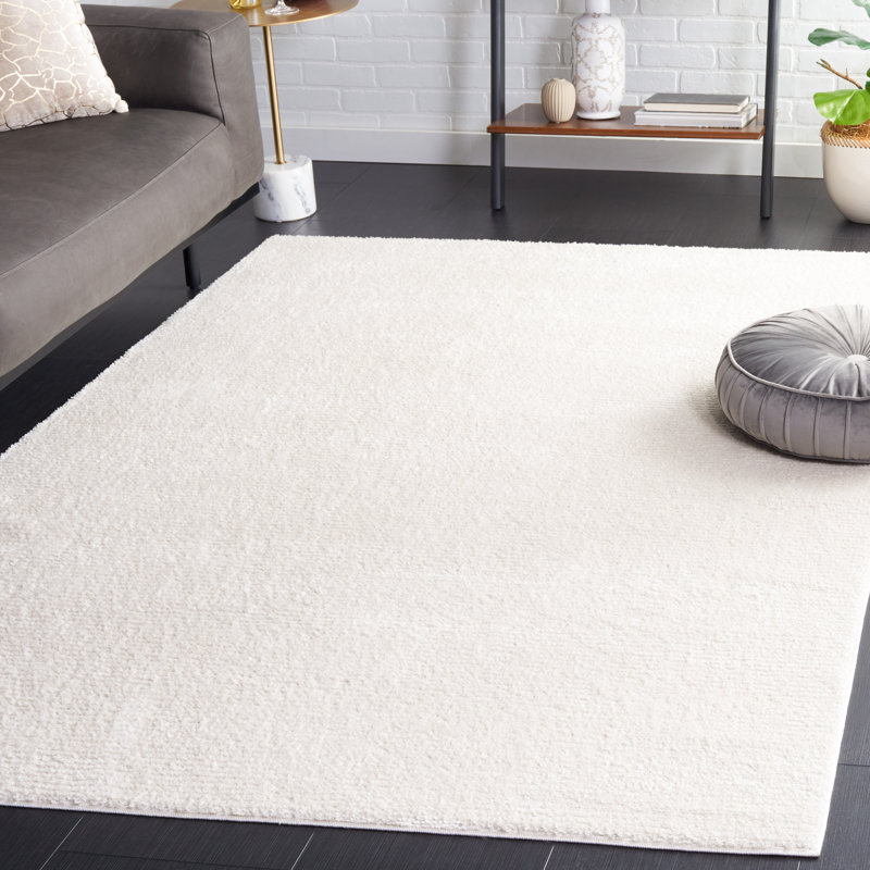Tapis ivoire en polyester tissé à la machine Autin, Rectangle 4pi x 6 pi