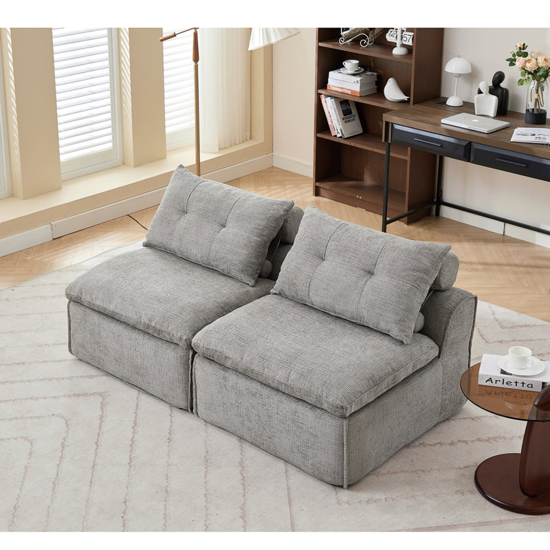 Canapé modulaire, Chenille gris pâle