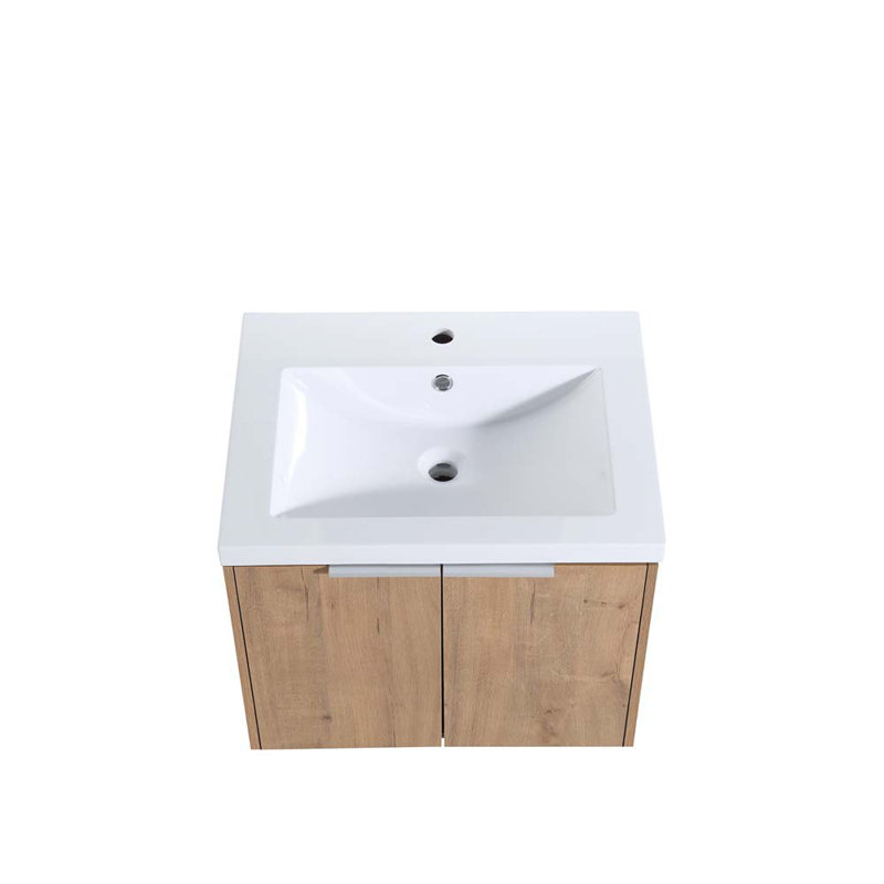 Meuble-lavabo à fermeture en douceur 36 po avec lavabo, Imitation chêne