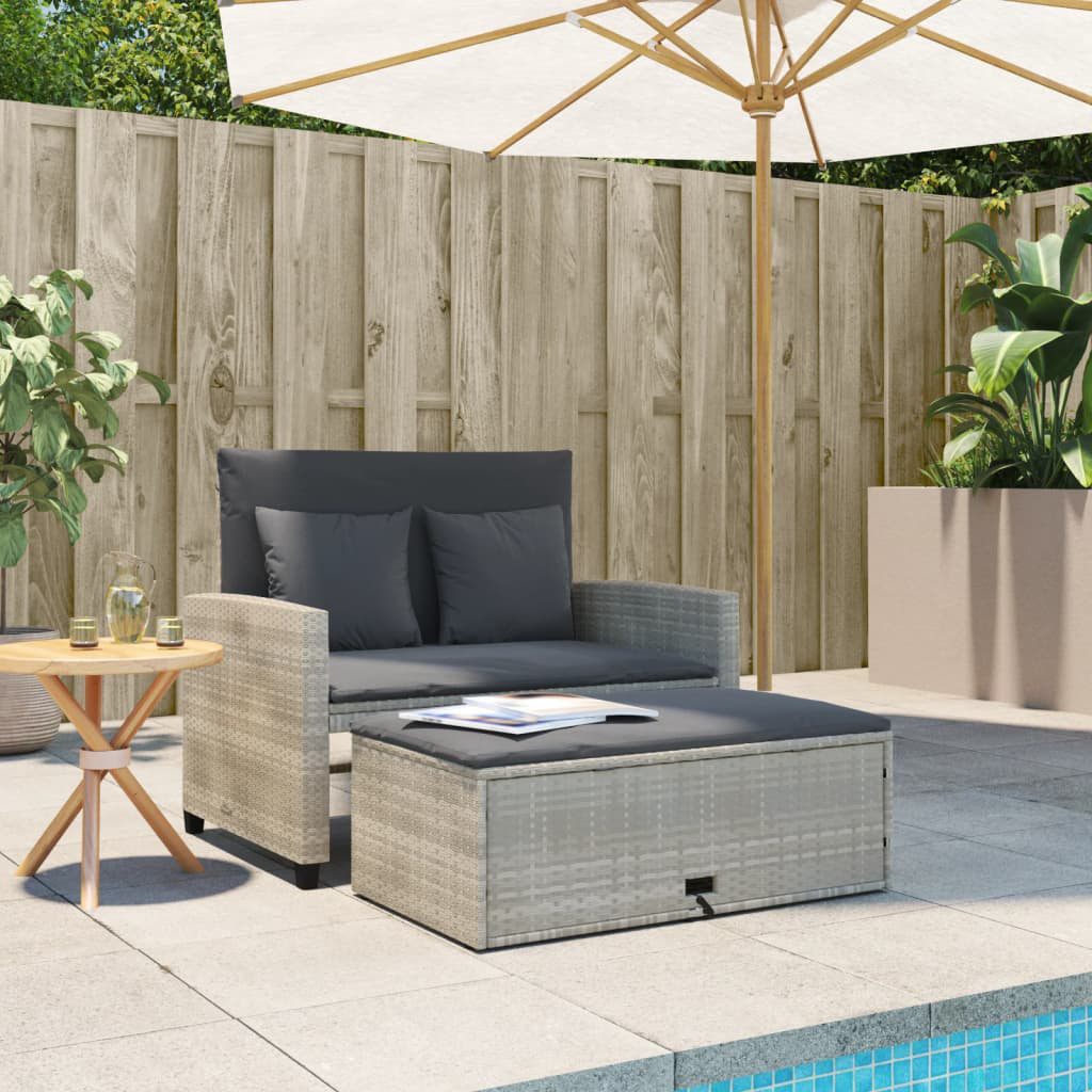 vidaXL Gartensofa Kissen 2-Sitzer Loungesofa Gartenbank Gartensessel Poly Rattan