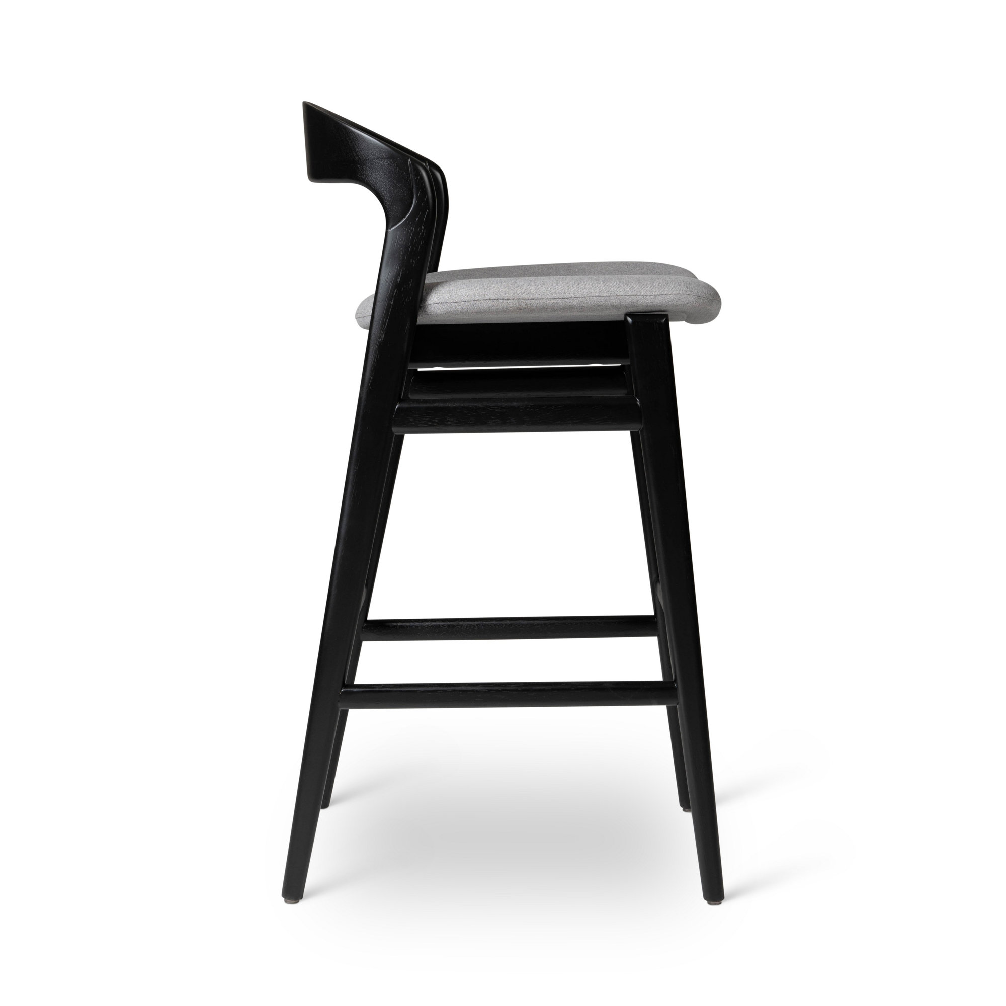 Anela Solid Wood Bar & Counter Stool, Essence Gray/Ebano Frame, Bar Stool (29.25” Seat Height)