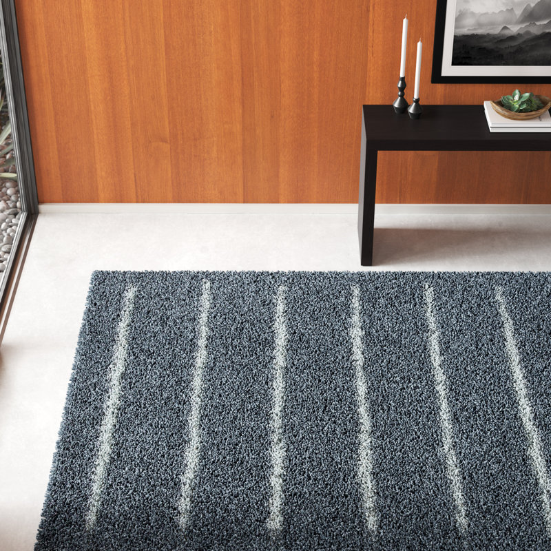 Tapis rayé gris foncé / ivoire Siragan, Rectangle 8 pi x 10 pi