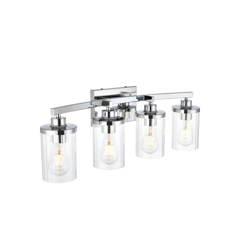 Éclairage pour meuble-lavabo à intensité variable Dariela, Chrome, H 10 po x l 25 po x P 25 po, Quatre lumières