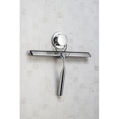 Black Shower Squeegee with Stick 'n' Lock Self-Adhesive Hook