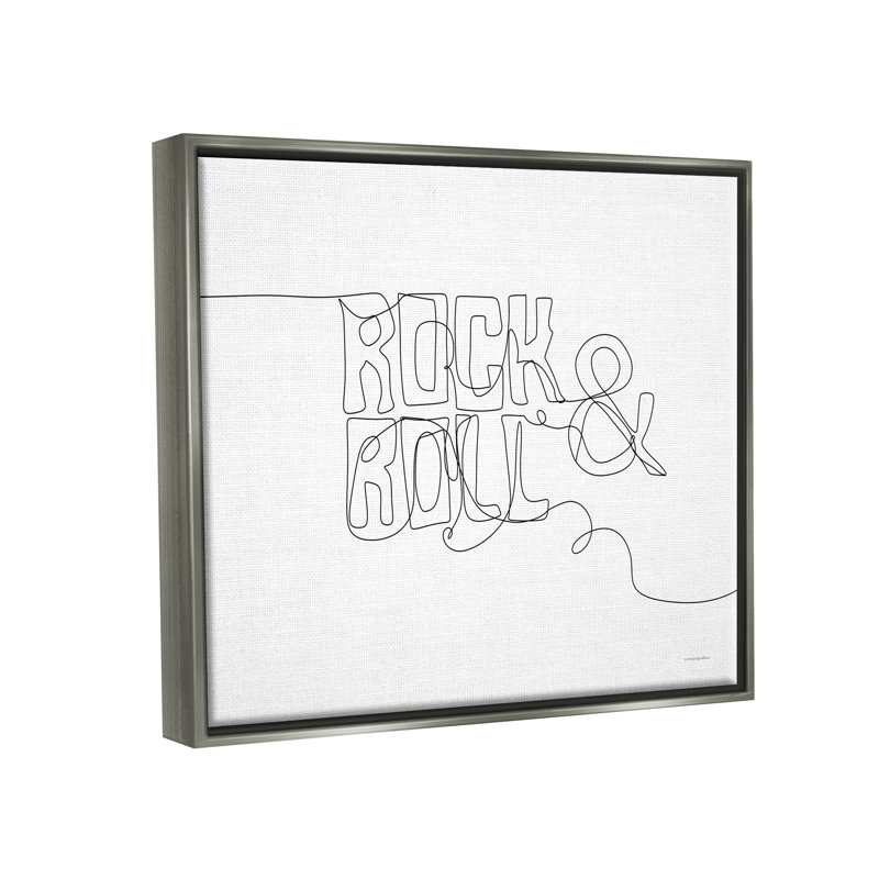 «Rock & Roll Music Line Doodle Floater» par Kamdon Kreations, H 17 po x l 21 po x P 1,7 po, Cadre flottant gris lustré